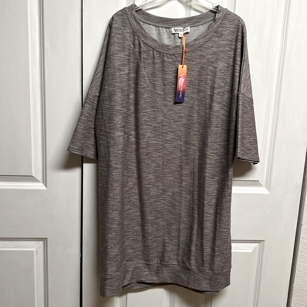 Wonderland Of Orange Gray Drop Shoulder Sweatshirt Dress Size L NWT